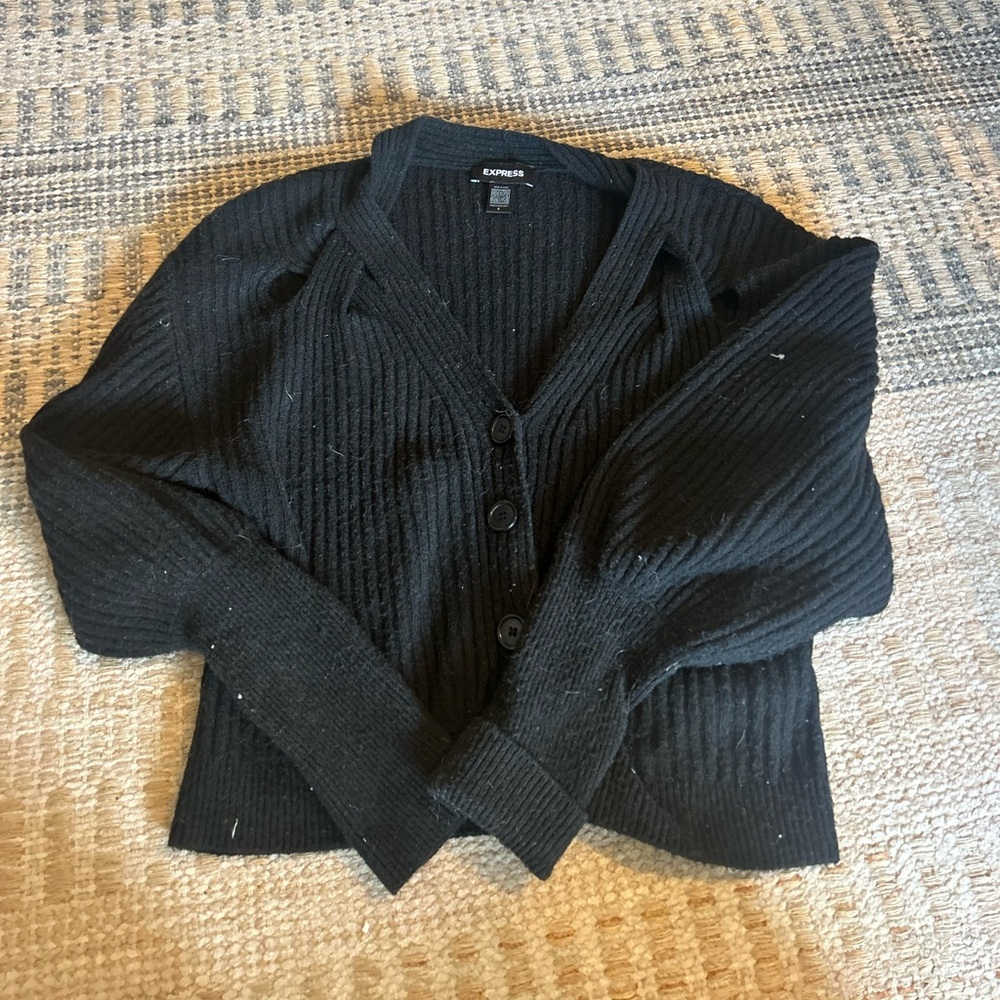 Express Women's Black Button-Up Cardigan